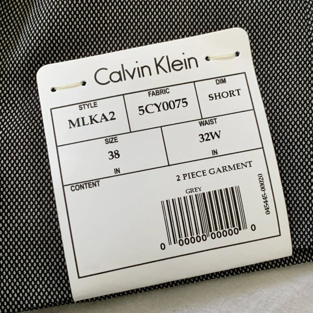 Calvin Klein Men’s Steel Gray Suit Set 38 Short Jacket 32 Pants Slim Fit